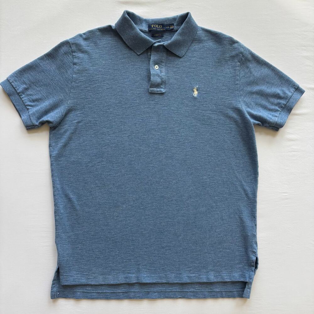 Ralph Lauren Polo Shirt Mens L Blue Classic Fit Pony Logo Cotton Short Sleeve - Picture 2 of 10